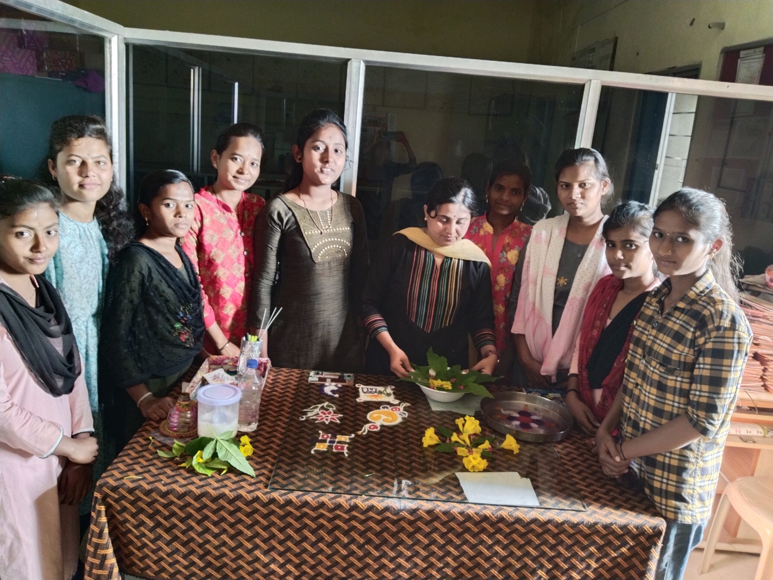 department teach the students many types of rangoli 2022